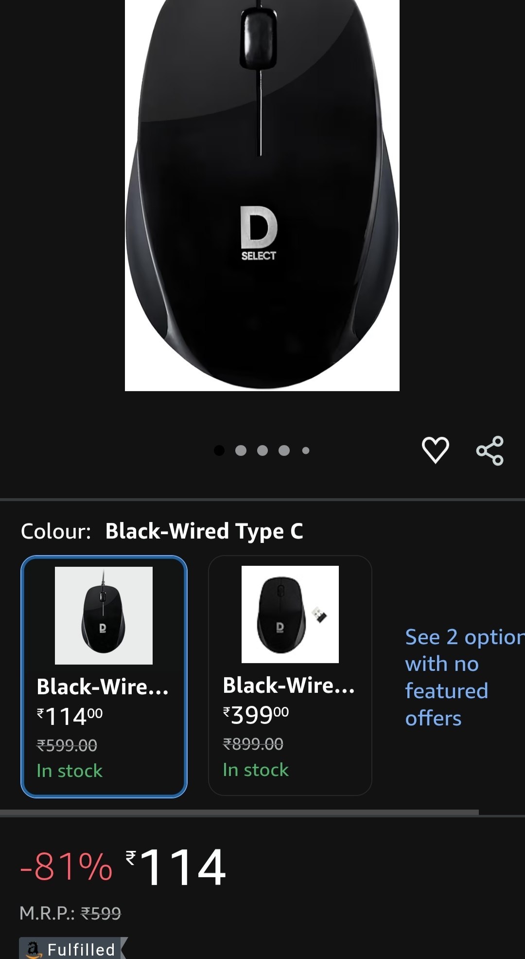 D Select Wired Mouse With Usb Type C Connector